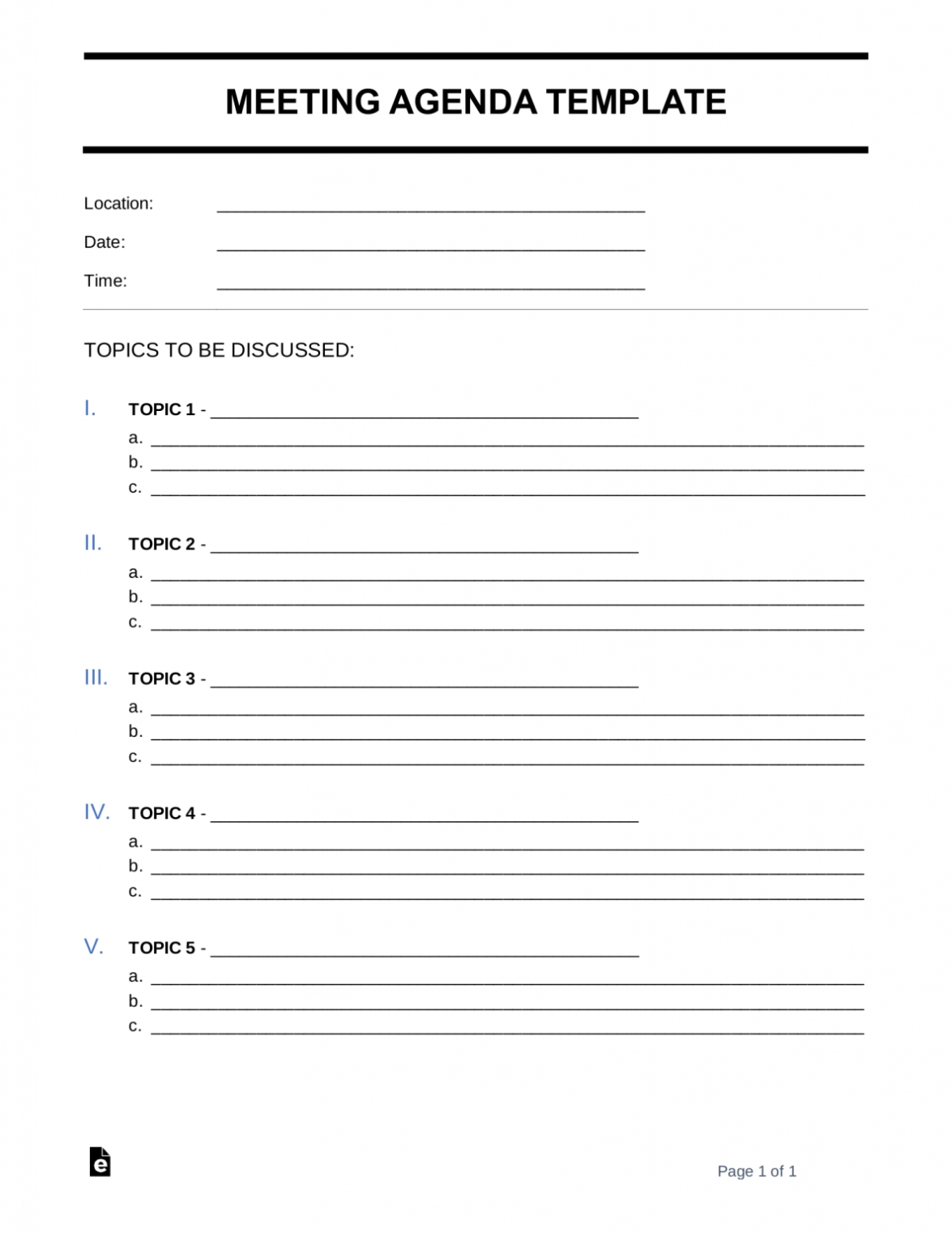 Free Meeting Agenda Template | Sample - Word | Pdf - Eforms Pertaining To Meeting Minutes Template Microsoft Word