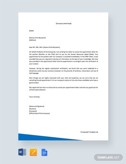 Free Notice Of Cancellation Letter Template – Word | Google Docs Within Personal Training Cancellation Policy Template