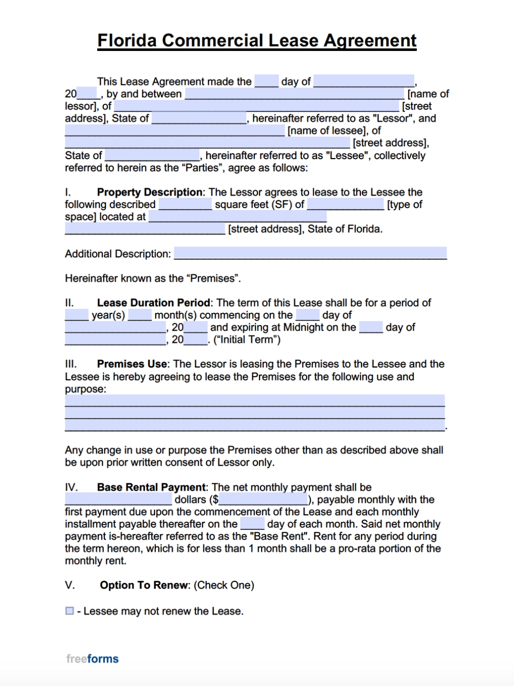 Free Printable Commercial Lease Agreement Template Throughout Business Lease Agreement Template Free