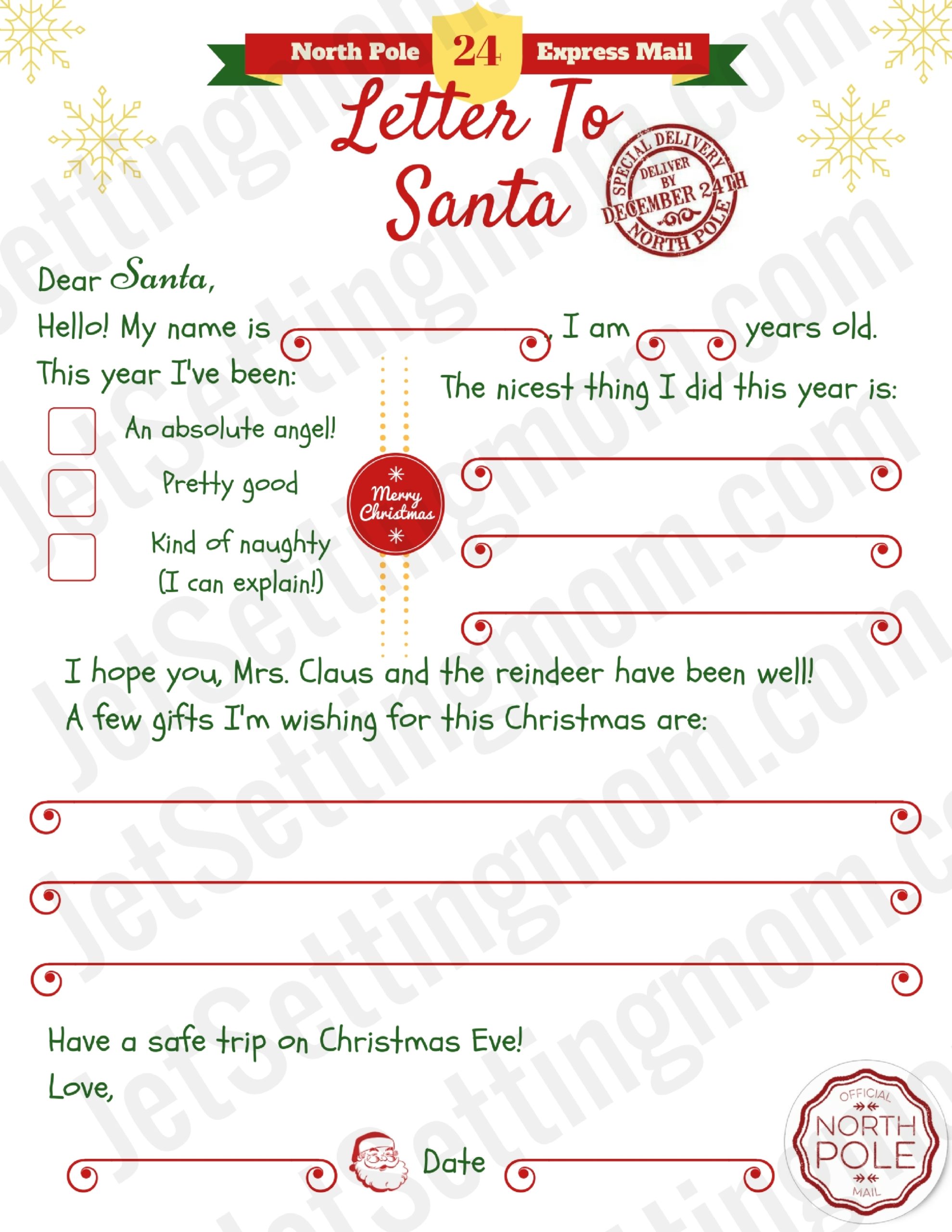 Free Printable Letter To Santa Template - Writing To Santa Made Easy! With Christmas Letter Templates Free Printable