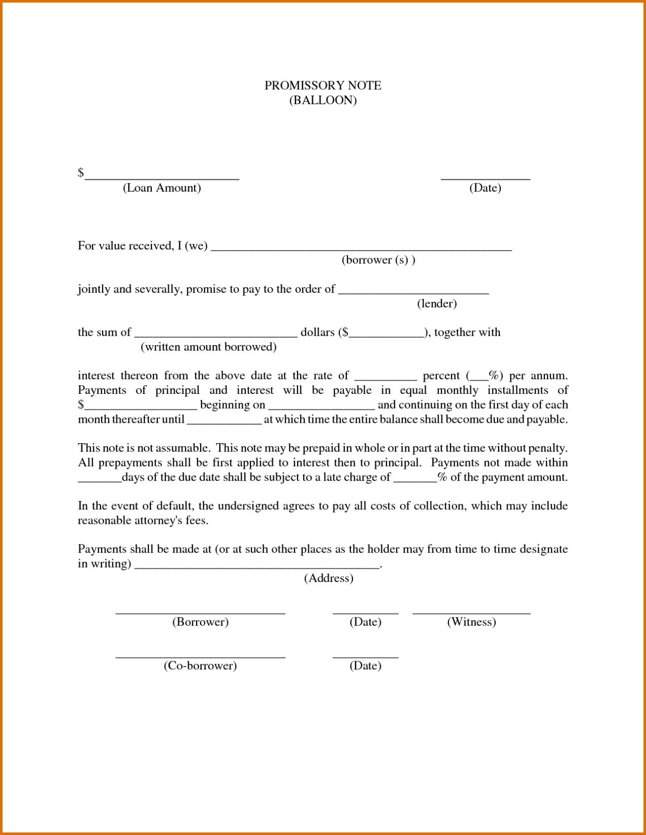 Free Printable Promissory Note For Personal Loan – Free Printable With Laptop Loan Agreement Template