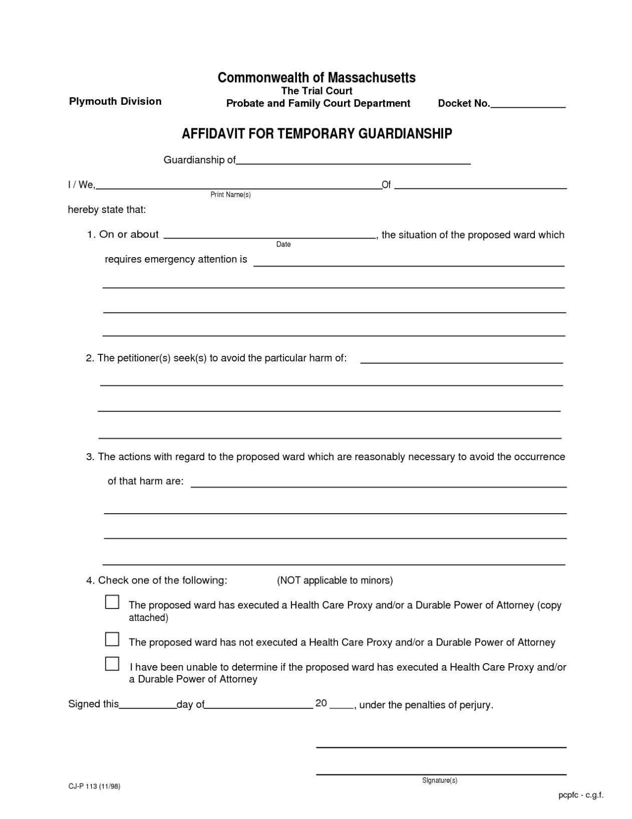Free Printable Temporary Guardianship Form Within Notarized Custody Agreement Template
