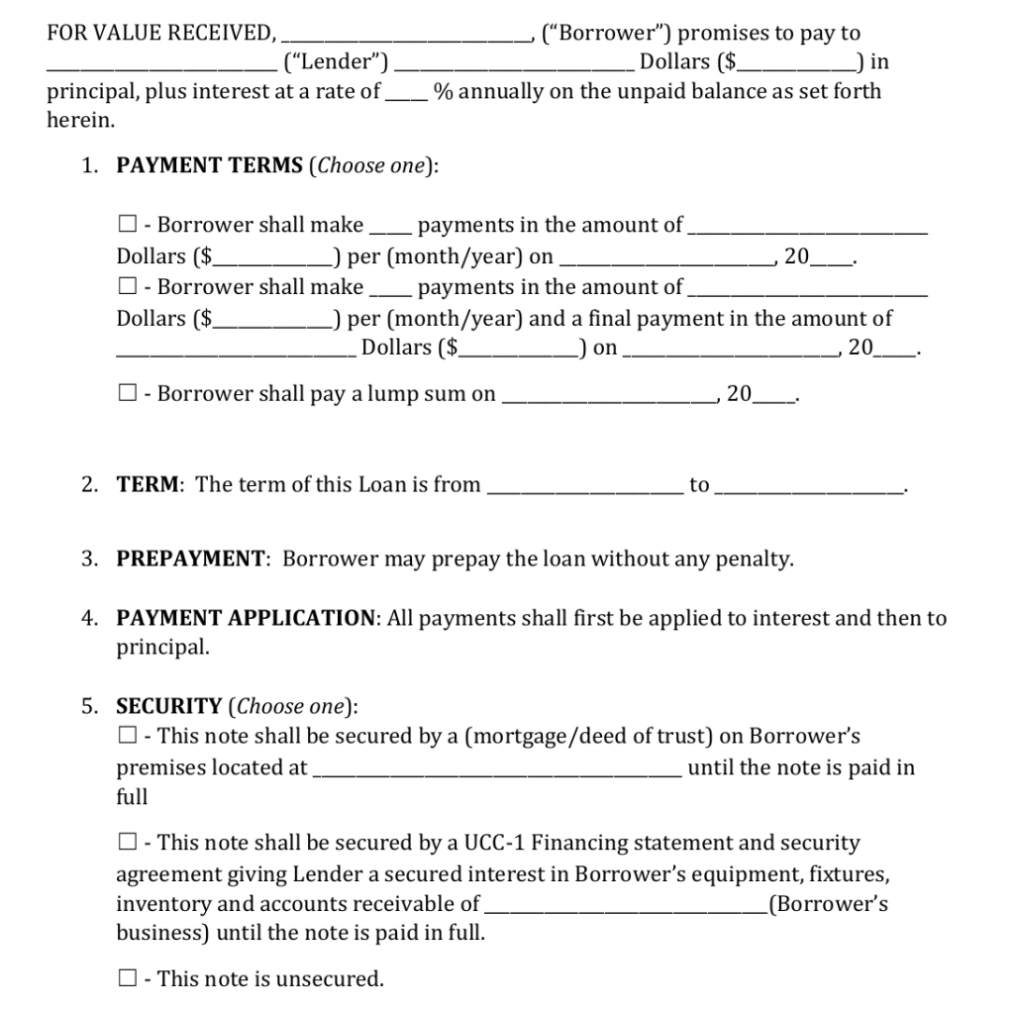 Free Promissory Note Template Word Pdf With Promissary Note Template