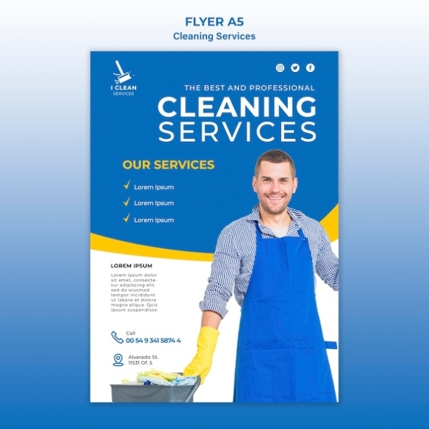 Free Psd | Cleaning Service Concept Flyer Template Regarding Cleaning Flyers Templates Free