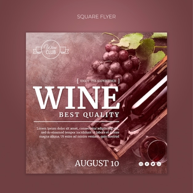 Free Psd | Wine Tasting Square Flyer Template Regarding Wine Flyer Template