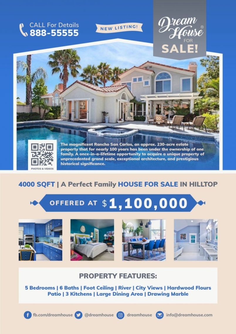 Free Real Estate / House For Sale Flyer Template In Psd - Designbolts With Home For Sale By Owner Flyer Template