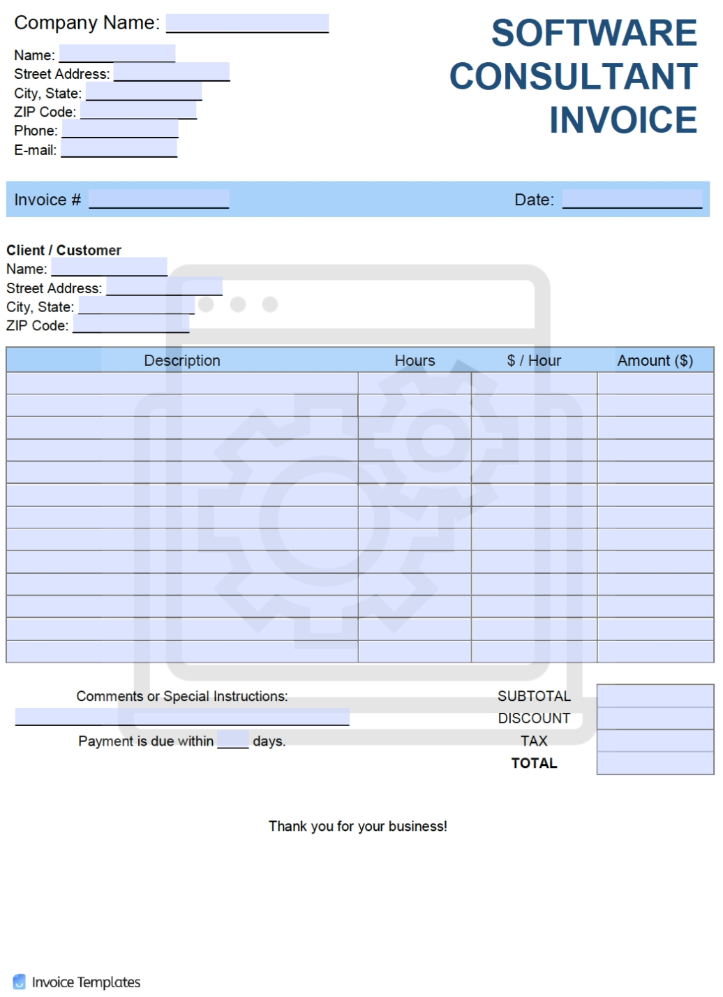 Free Software Consultant Invoice Template | Pdf | Word | Excel Intended For Consult Note Template
