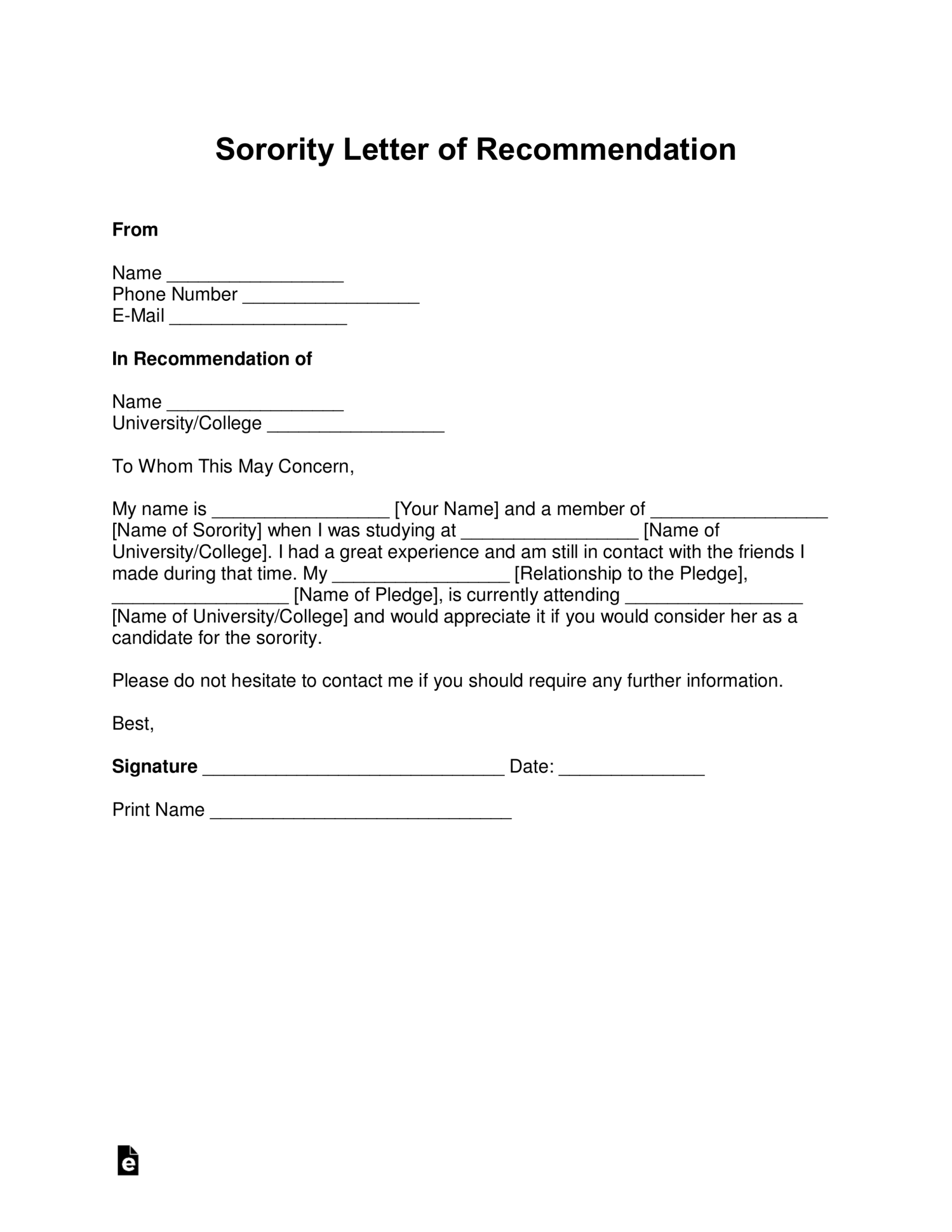 Free Sorority Recommendation Letter Template – With Samples – Pdf Intended For Letter Of Recommendation Request Template