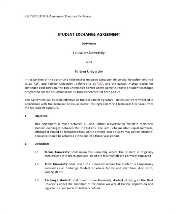 Free Student Agreement Contract Samples In Ms Word Pdf Google For Tv Show Sponsorship Agreement Template