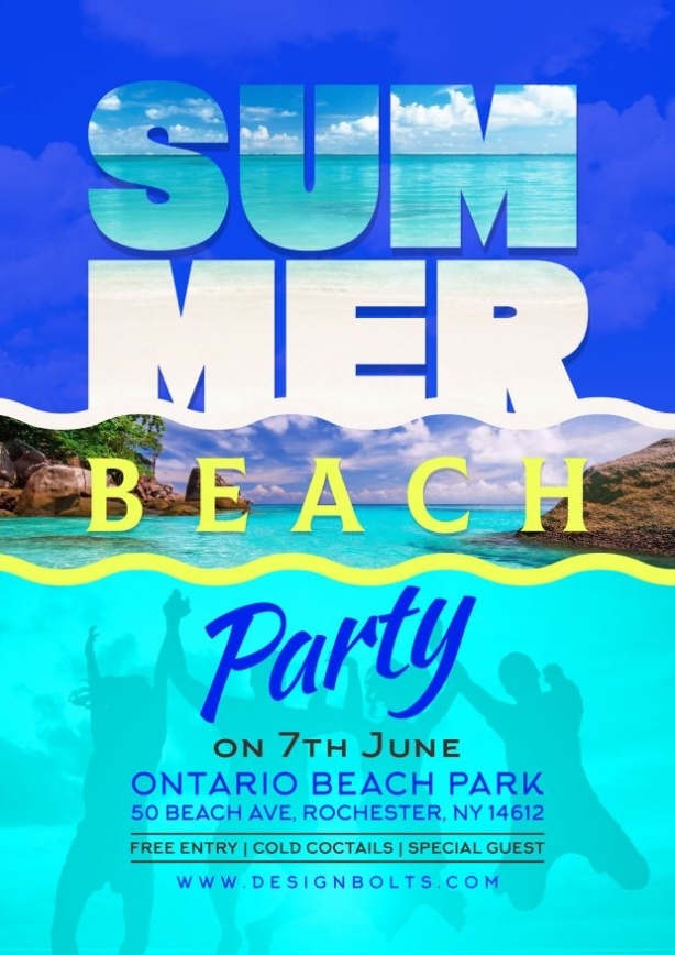 Free Summer Beach Party Flyer Design Template Psd – Designbolts With Free Printable Flyers Templates