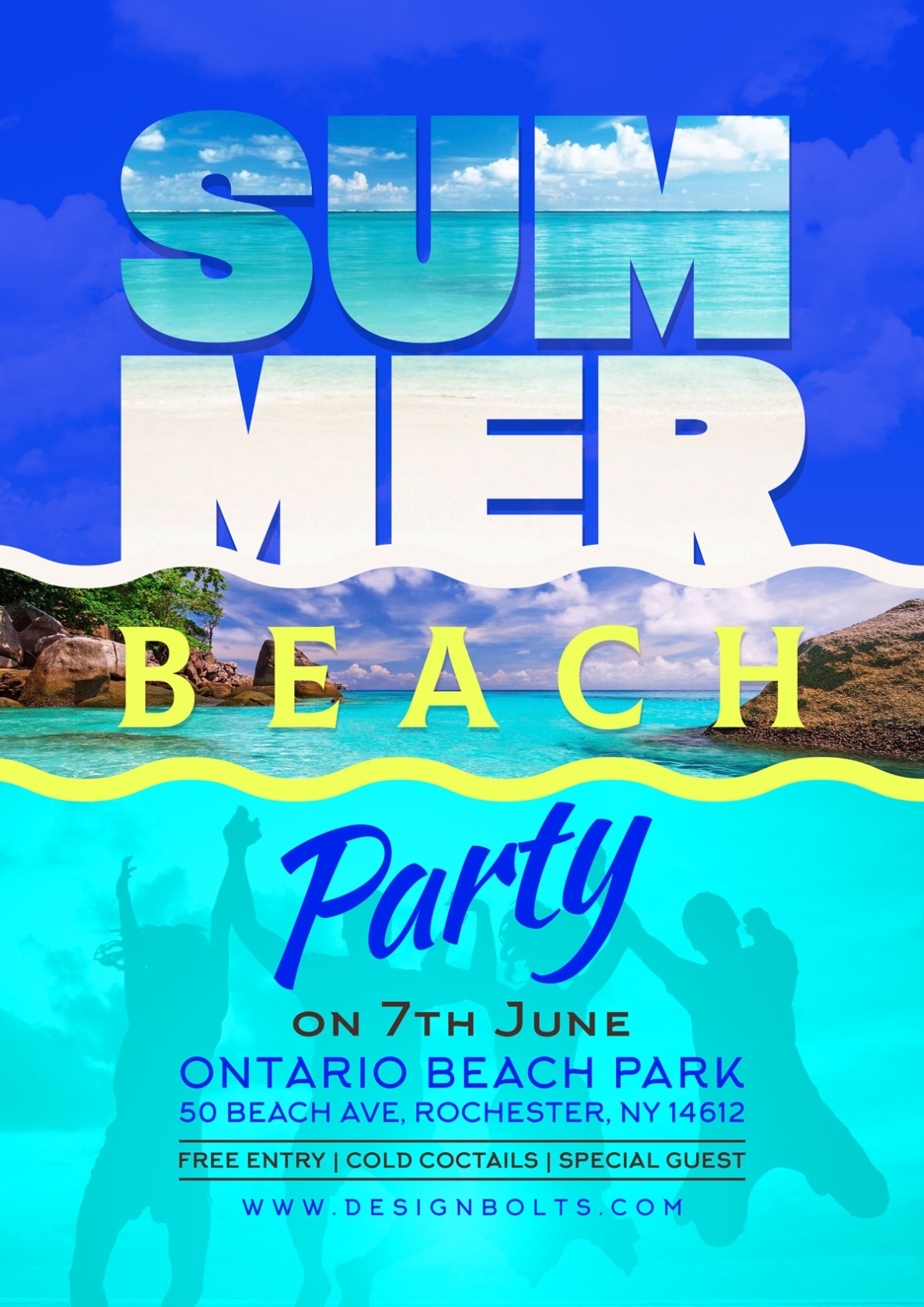 Free Summer Beach Party Flyer Design Template Psd – Designbolts Within Free Online Flyer Design Template