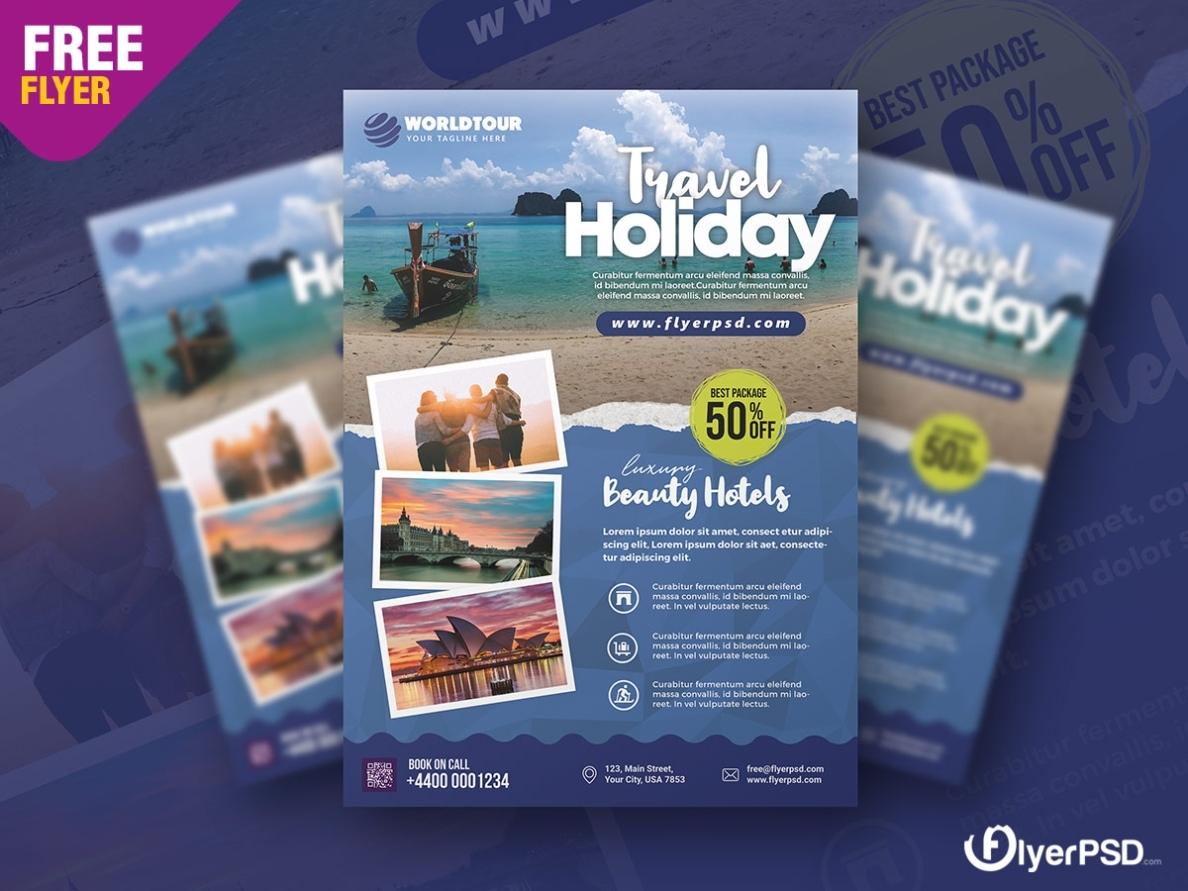 Free Travel Flyer Template Psd | Flyer Psd Inside Vacation Flyer Template