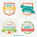 Free Vector | Beautiful Vintage Colored Teacher'S Day Badges Intended For Maestro Labels Templates