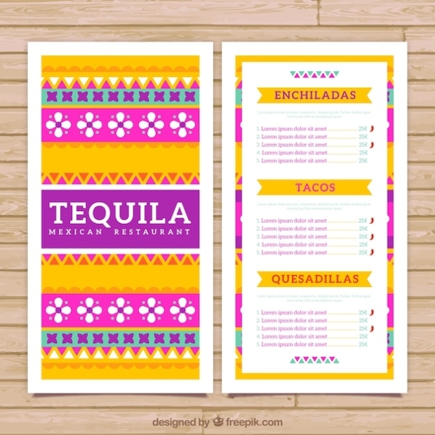 Free Vector | Colorful Mexican Menu Template With Ethnic Ornaments Throughout Mexican Menu Template Free Download