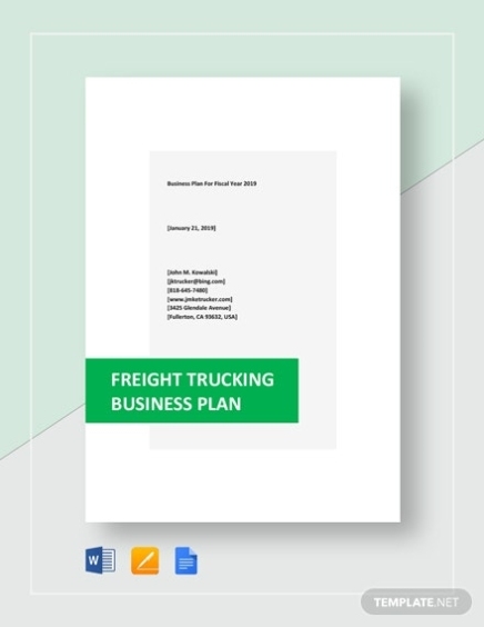 Freight Trucking Business Plan Template - Word (Doc) | Google Docs Regarding Business Plan Template For Transport Company