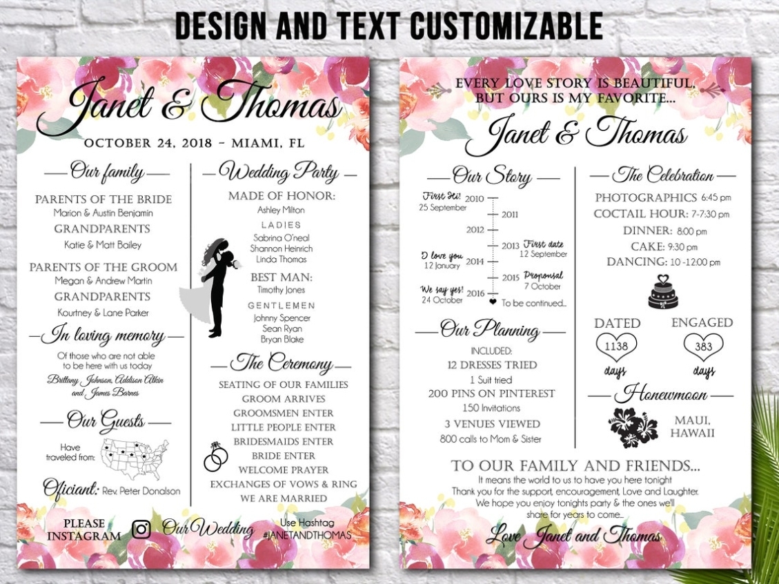 Fun Infographic Wedding Program Template Printable Modern - Etsy Singapore within Wedding Infographic Template