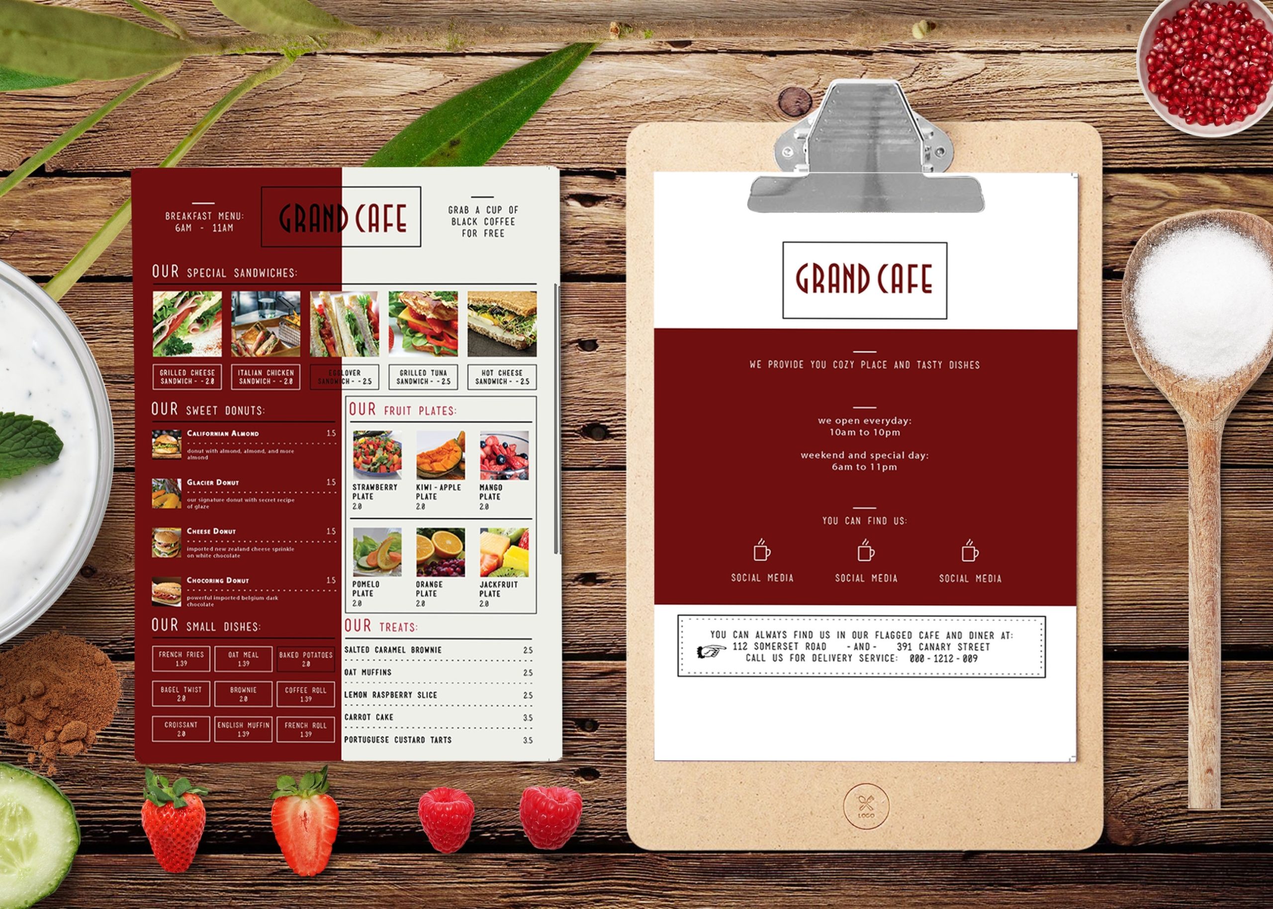 Grand Cafe Menu Bi Fold Brochure Design Template – 99Effects In Bi Fold Menu Template