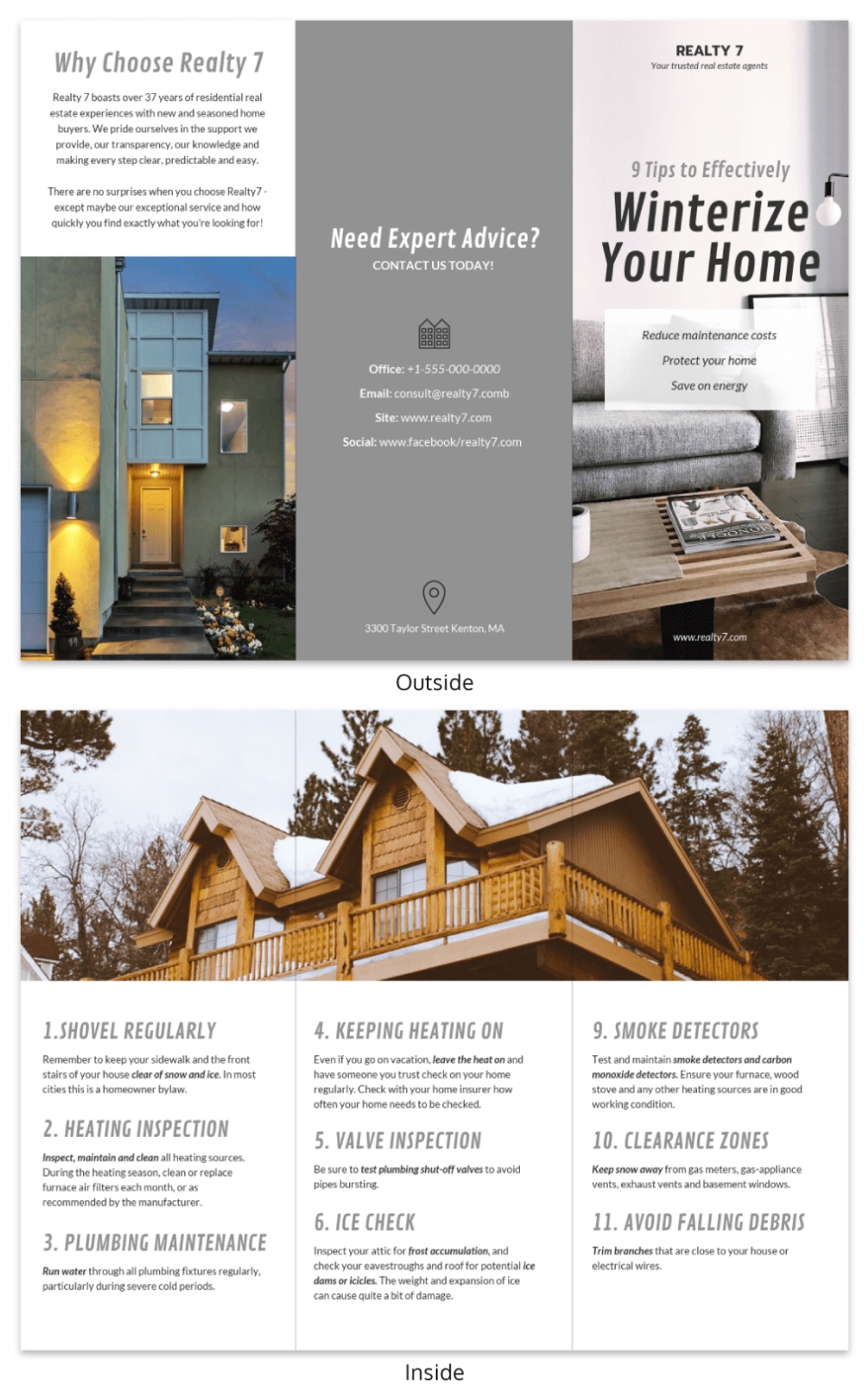 Gray Real Estate Informational Tri Fold Brochure Template Inside Informational Flyer Template