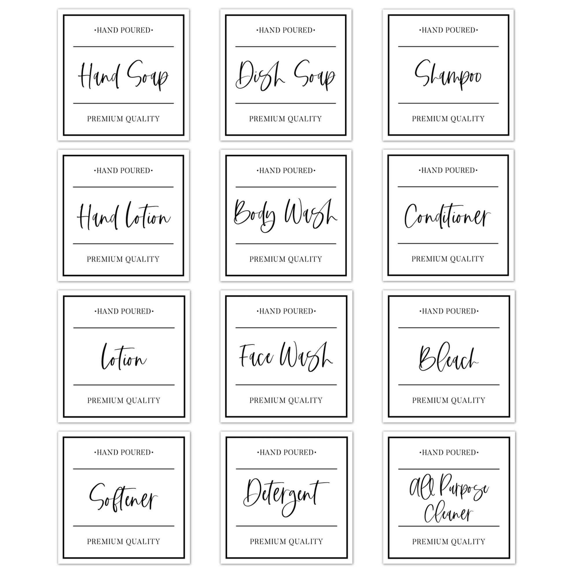 Hand Lettered Cleaner Labels – Set Of 12 – Chicfetti In Free Printable Soap Label Templates