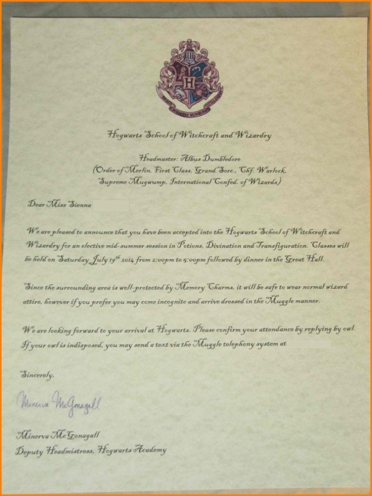 Harry Potter Acceptance Letter Template – 10+ Professional Templates Ideas Intended For Harry Potter Acceptance Letter Template