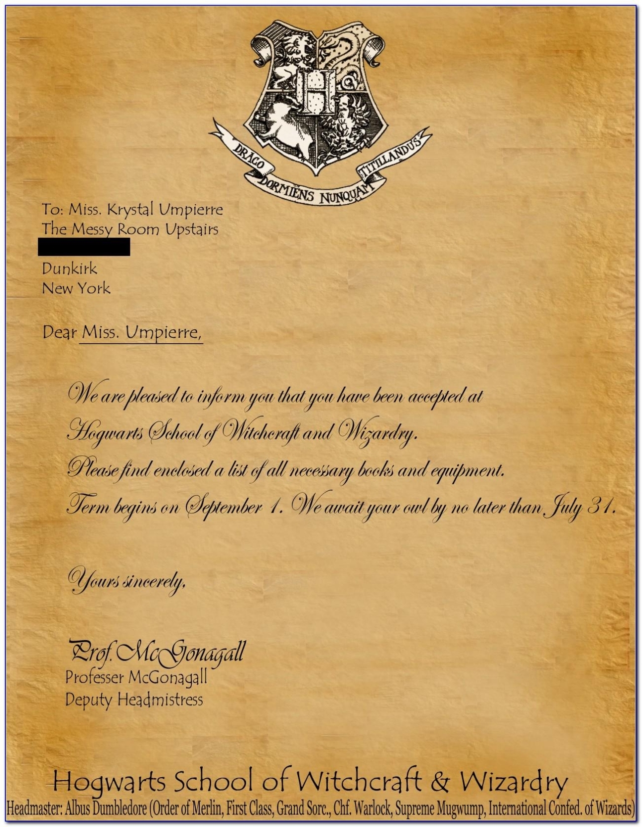 Harry Potter Hogwarts Letter Template Word - Template : Resume Examples For Harry Potter Letter Template