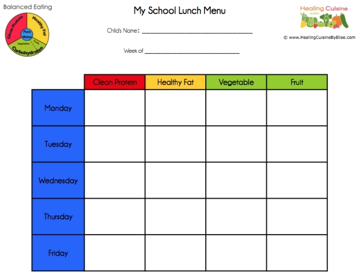 Healing Cuisine: School Lunches Part 3: Menu Planning throughout Menu Schedule Template