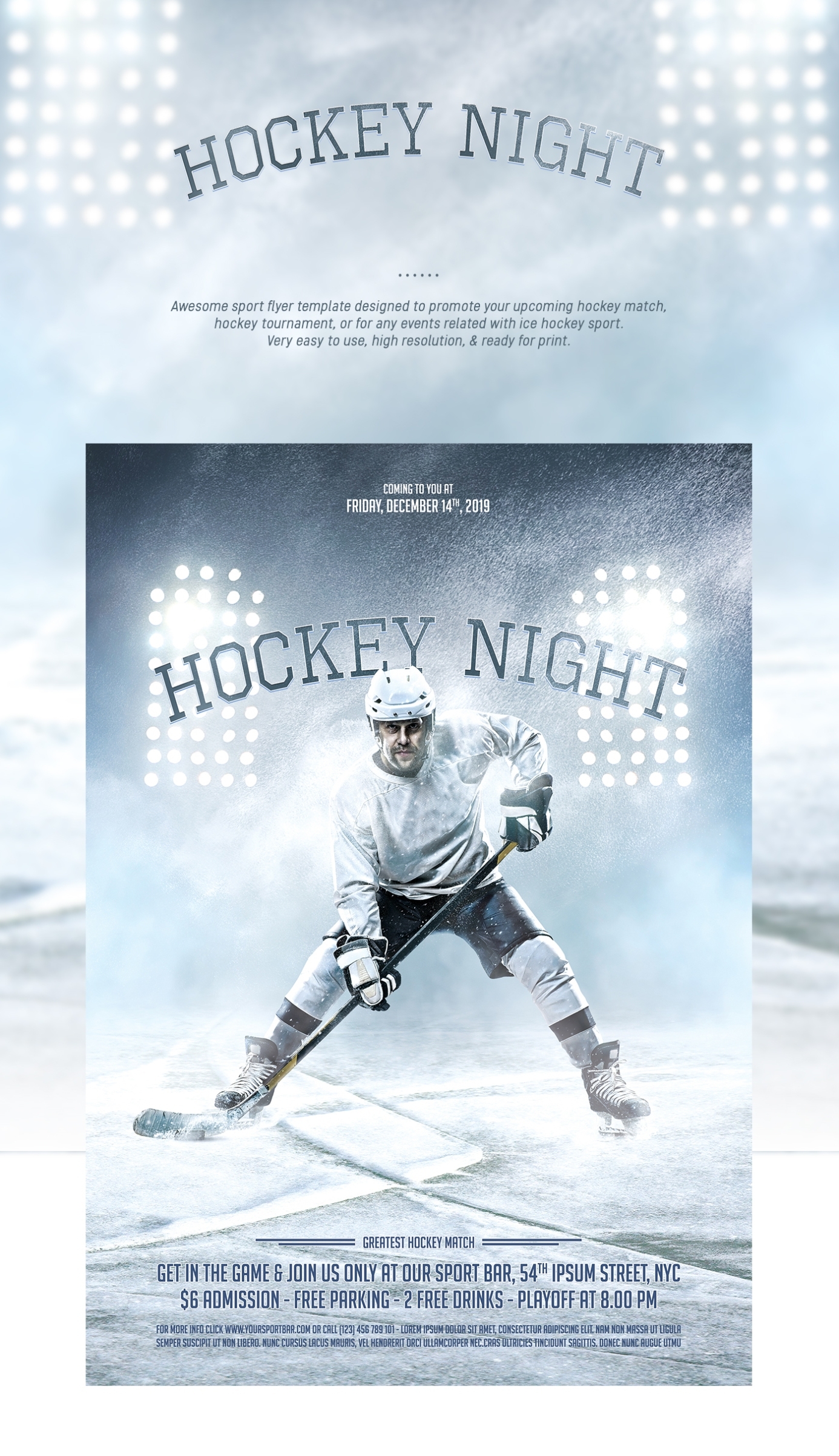 Hockey Night Flyer Template On Behance Intended For Hockey Flyer Template