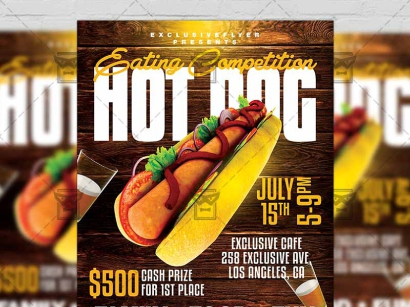 Hot Dog Eating Competition – Food A5 Template By Exclusive Flyer On Inside Hot Dog Flyer Template