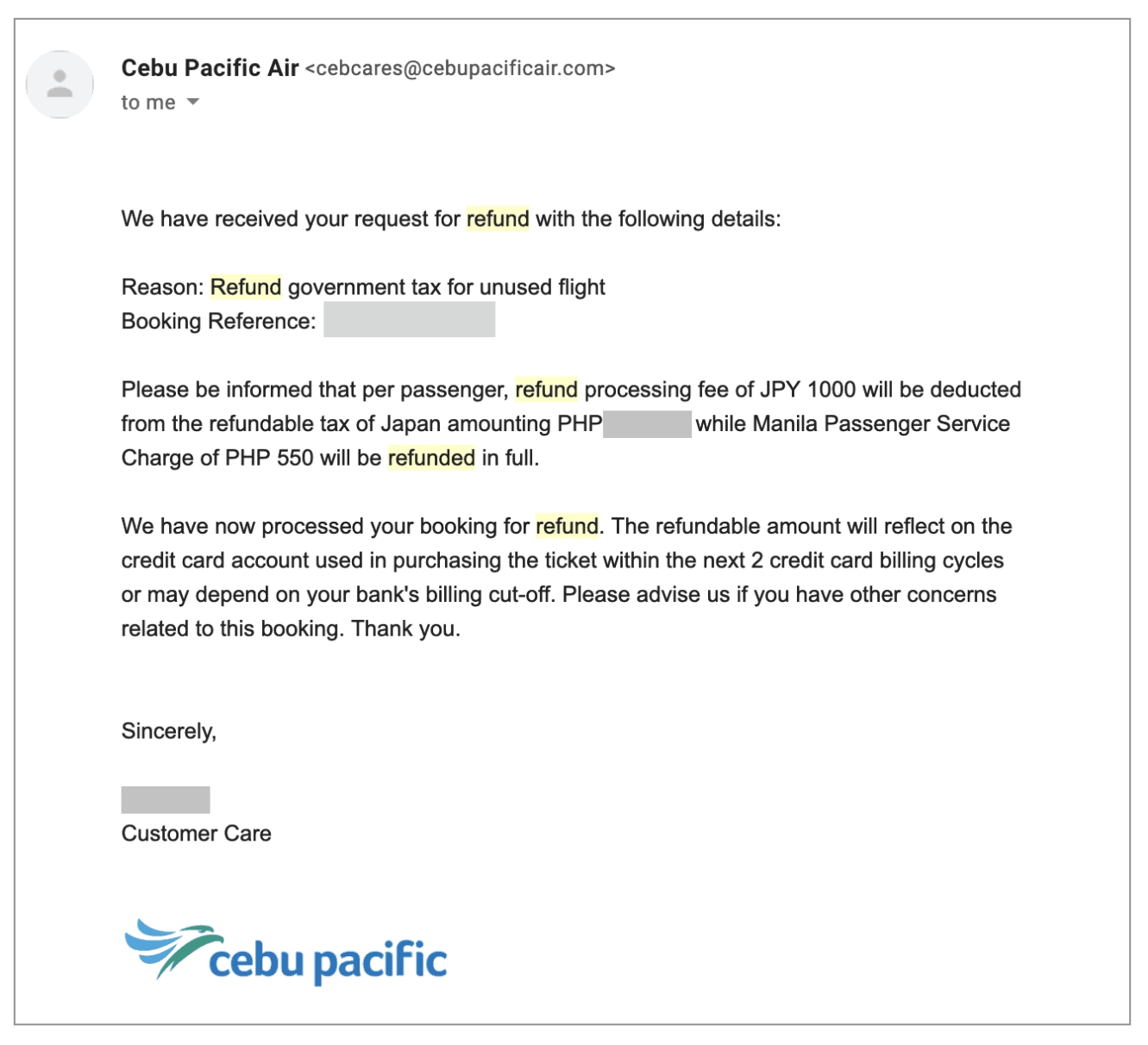 How To Get A Refund On Terminal Fees & Taxes: Cebu Pacific, Airasia Throughout Bank Charges Refund Letter Template
