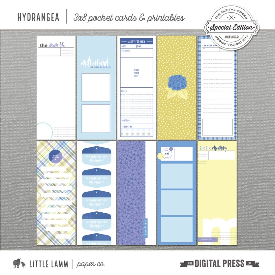 Hydrangea | 3X8 Pocket Cards And Printables For 3X8 Label Template