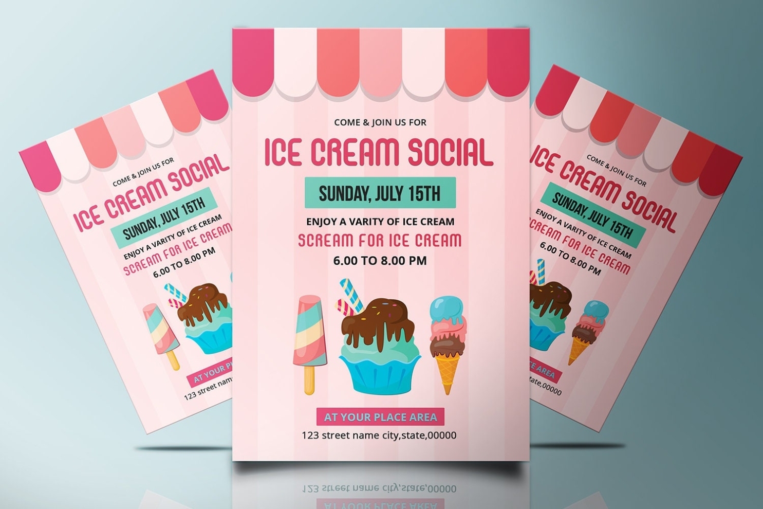 Ice Cream Party Flyer Template Ice Cream Social Event Flyer – Etsy Denmark Intended For Ice Cream Party Flyer Template