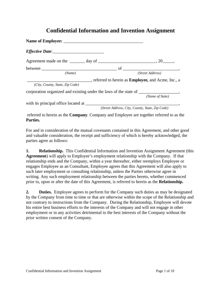 Information Invention – Fill Out And Sign Printable Pdf Template | Signnow With Invention Assignment Agreement Template