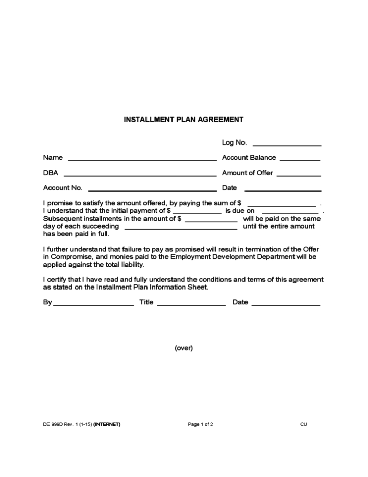 Installment Plan Agreement Free Download Pertaining To Free Installment Loan Agreement Template