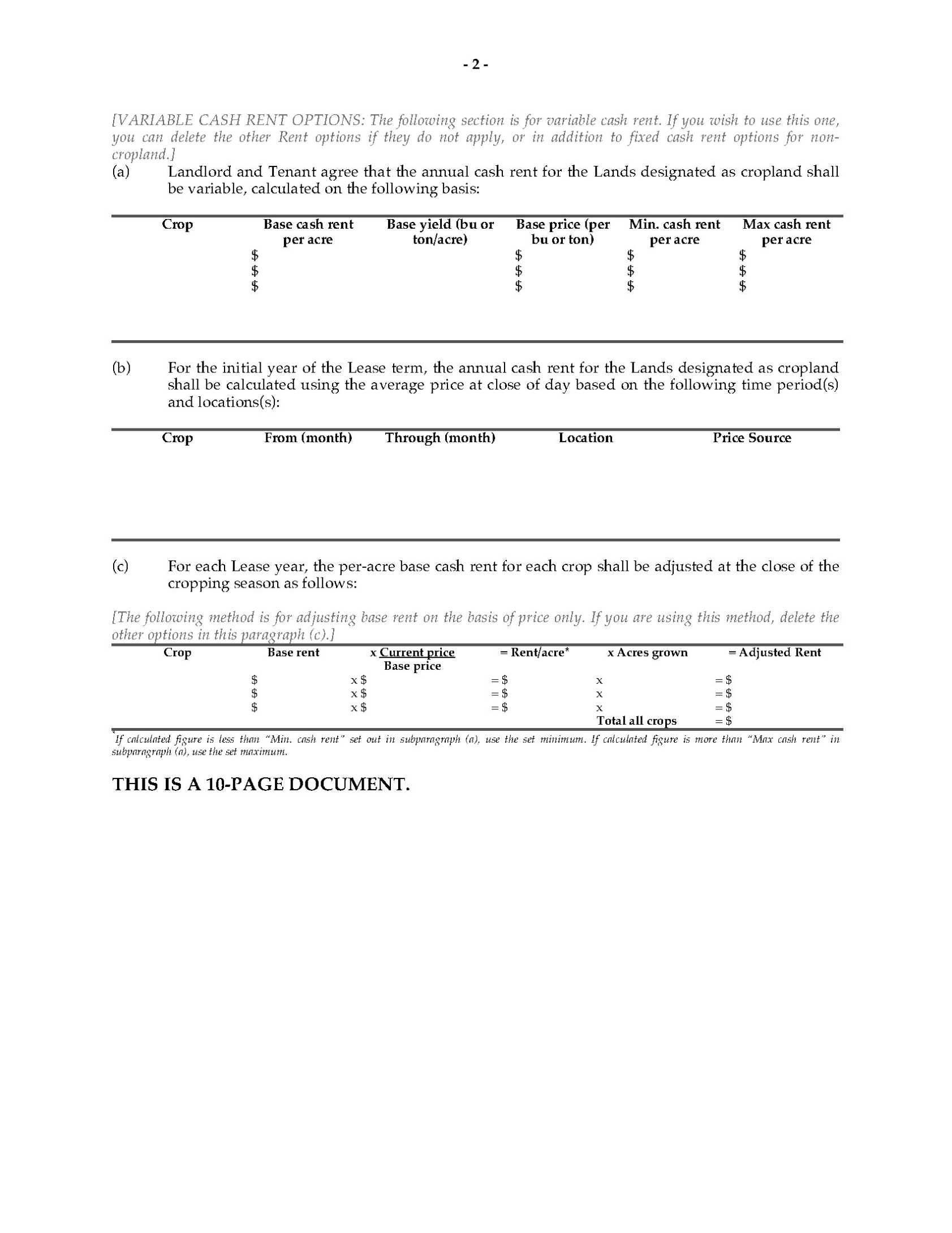Iowa Cash Or Crop Share Farm Lease | Legal Forms And Business Templates Pertaining To Farm Business Tenancy Template