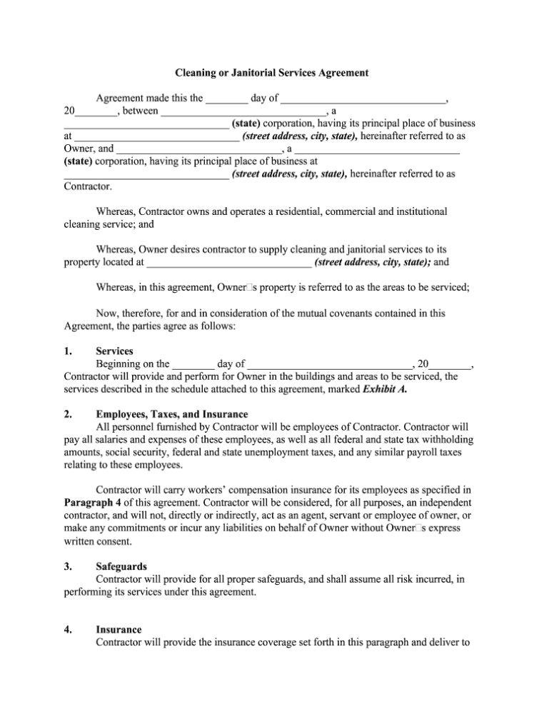 Janitorial Contract Template Form – Fill Out And Sign Printable Pdf Intended For Free Commercial Cleaning Contract Templates