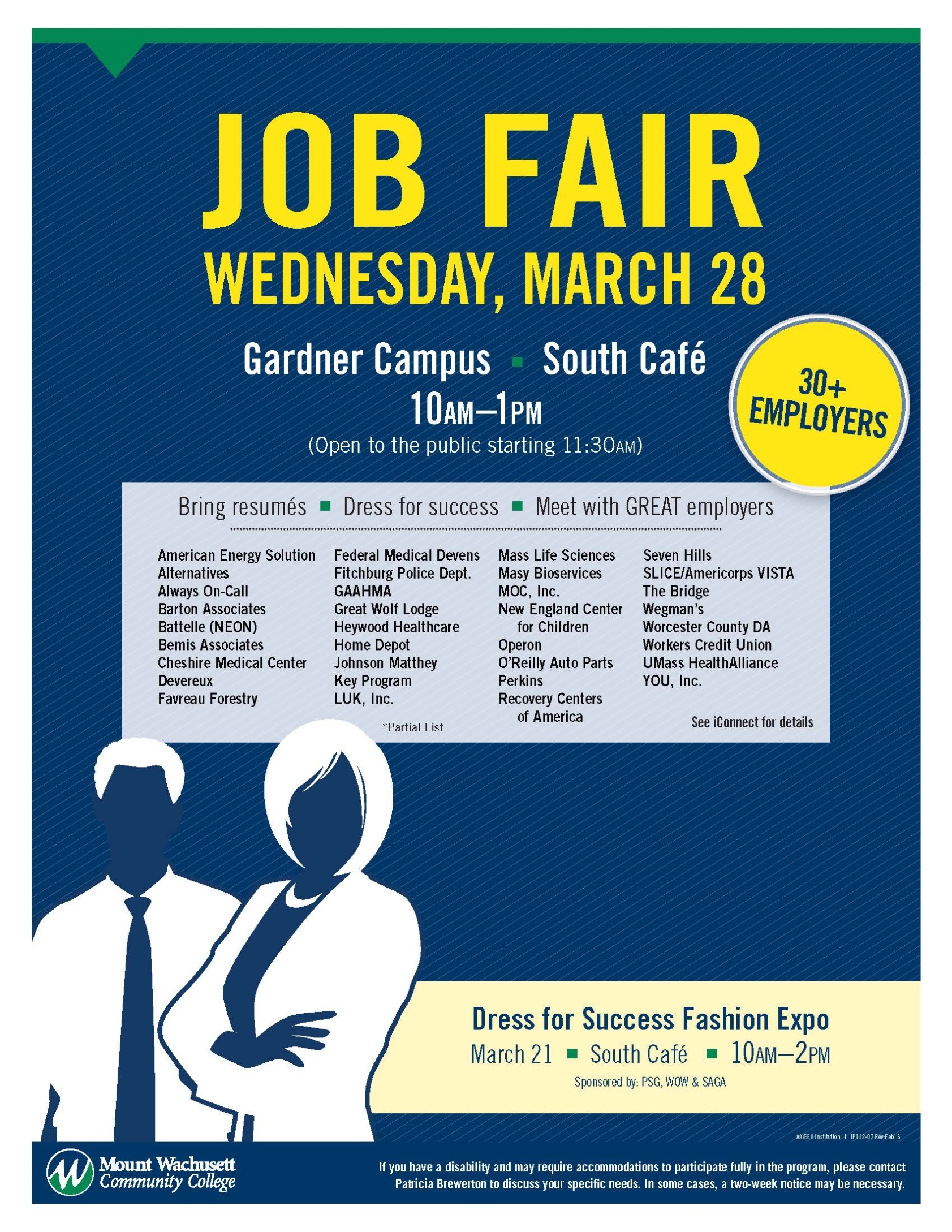 Job Fair To Bring Over 30 Employers To Mwcc - Mount Wachusett Community In Job Fair Flyer Template Free