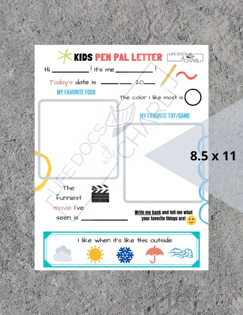 Kids Pen Pal Letter Template For Kids Pen Pal Printable | Etsy Regarding Pen Pal Letter Template