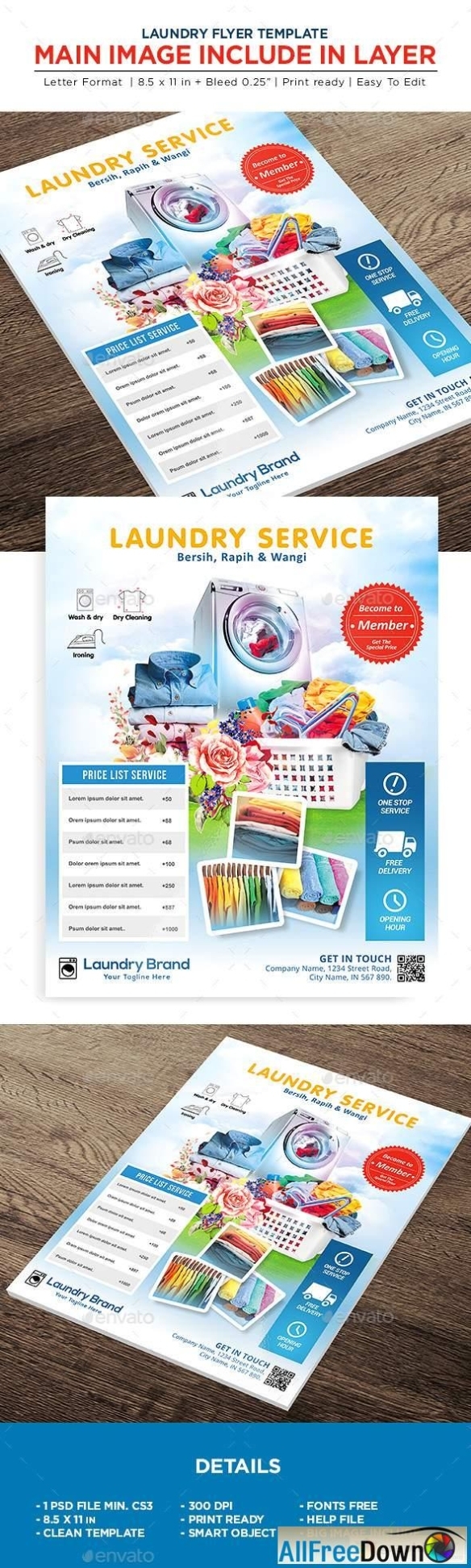 Laundry Services Flyer - Business Flyer - Allfreedown In Laundry Flyers Templates