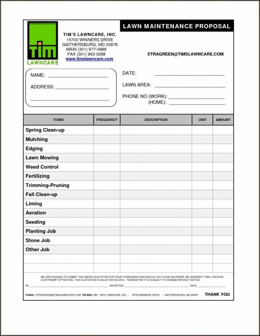 Lawn Care Bid Proposal Template Database Pertaining To Lawn Care Proposal Template