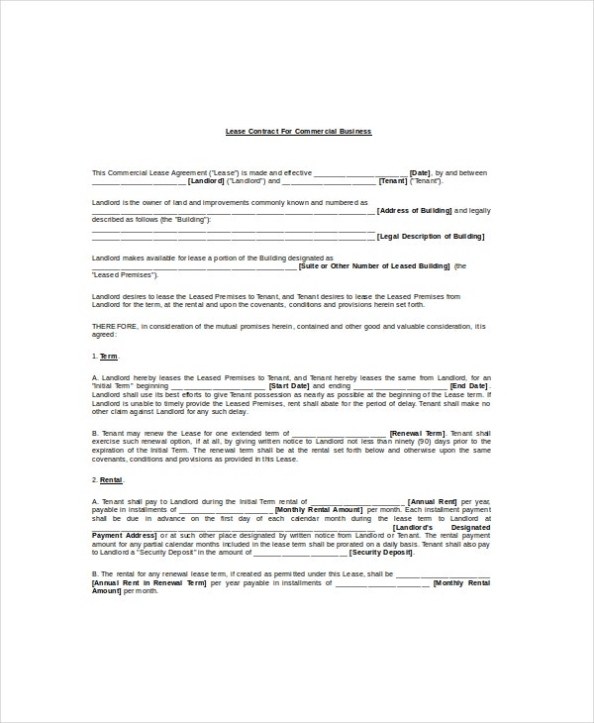Lease Contract Template – 10+ Word, Pdf, Google Docs Documents Download With Regard To How To Make A Business Contract Template