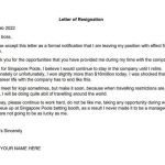 Letter Of Resignation Template For Monday : Singapore Inside Template For Resignation Letter Singapore