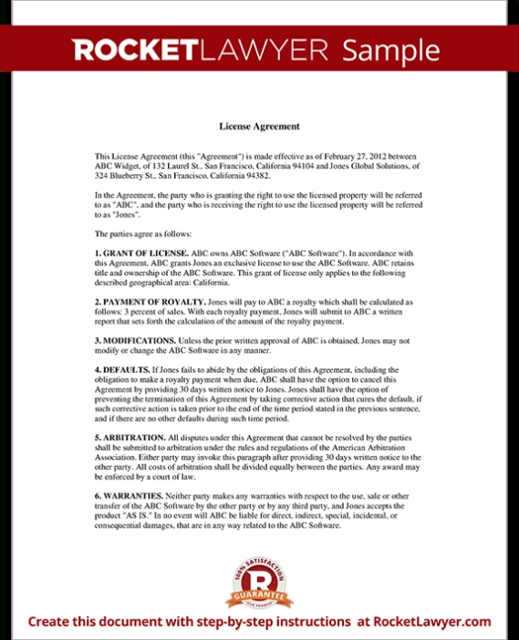 Licensing Agreement – License Agreement Template | Rocket Lawyer Within Photography License Agreement Template