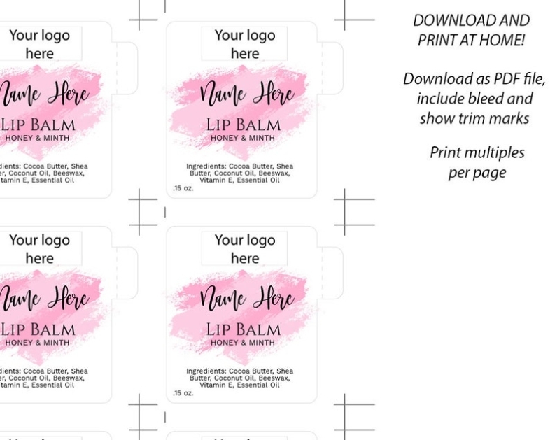 Lip Balm Labels Template Diy Product Label Editable Lip Balm | Etsy With Regard To Lip Balm Label Template