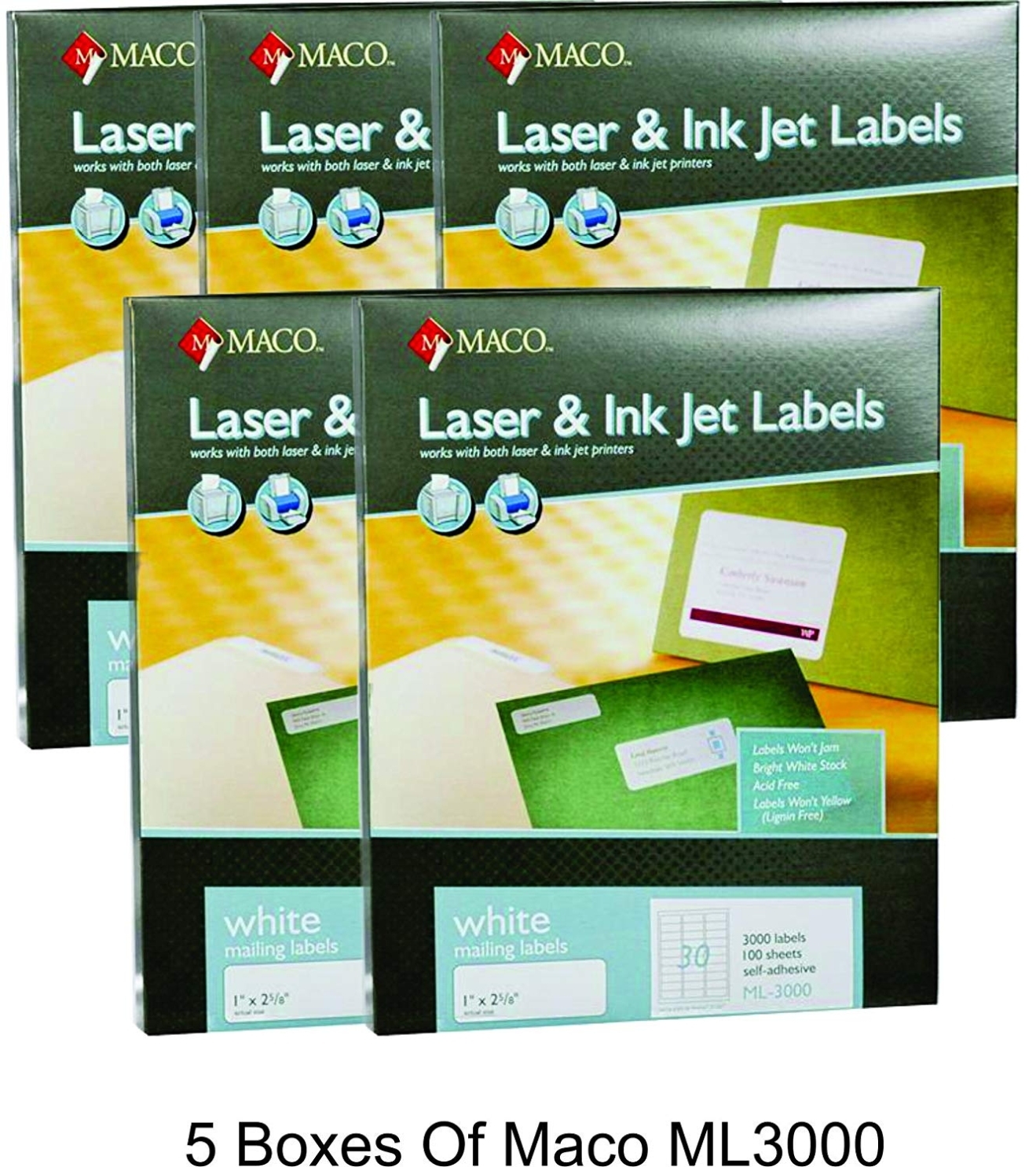 Maco Laser/Ink Jet White Address Labels, 1 X 2 5/8 Inches, 30 Per Sheet Regarding Maco Laser And Inkjet Labels Template