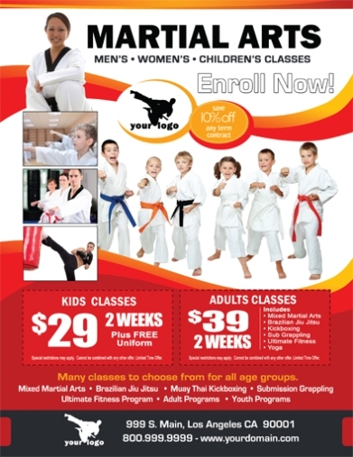 Martial Arts Flyer (8.5 X 11) #Ma020010 With 8.5 X 11 Flyer Template