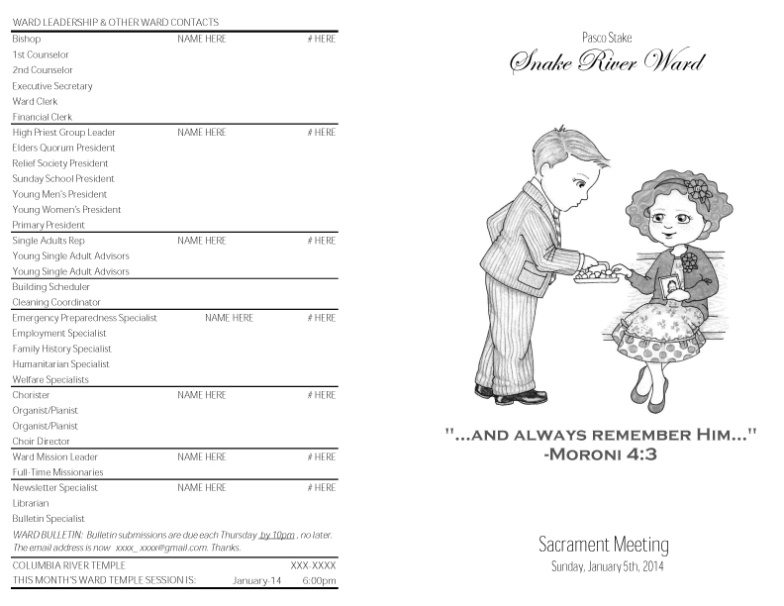 Meanwhile Back At The Trusty Old Homestead: 01.2014 For Sacrament Meeting Program Template