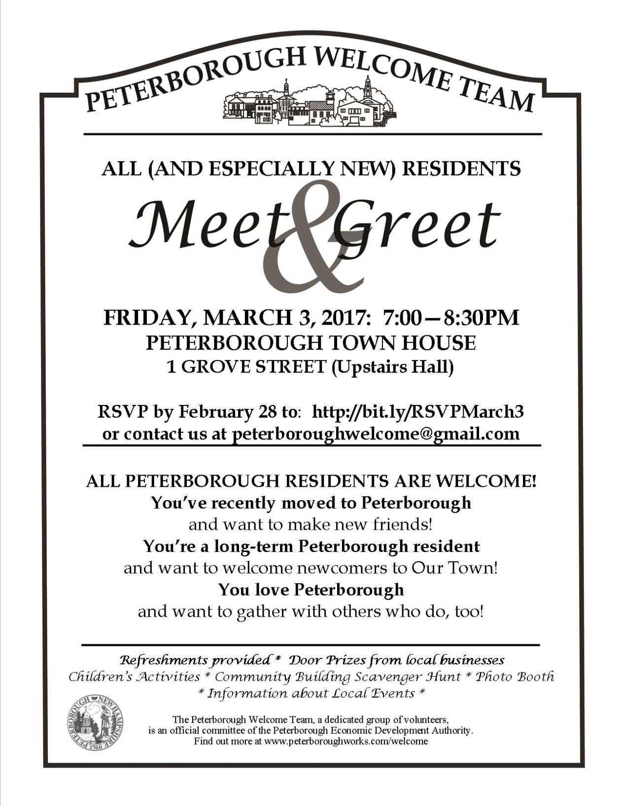 Meet And Greet Flyer March 3 | Peterborough Nh Economic Development Throughout Meet And Greet Flyers Templates