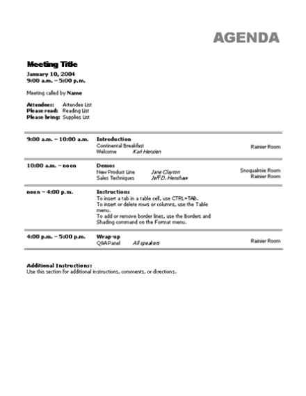Meeting Agenda Template - Word Templates For Free Download Regarding Free Meeting Agenda Templates For Word