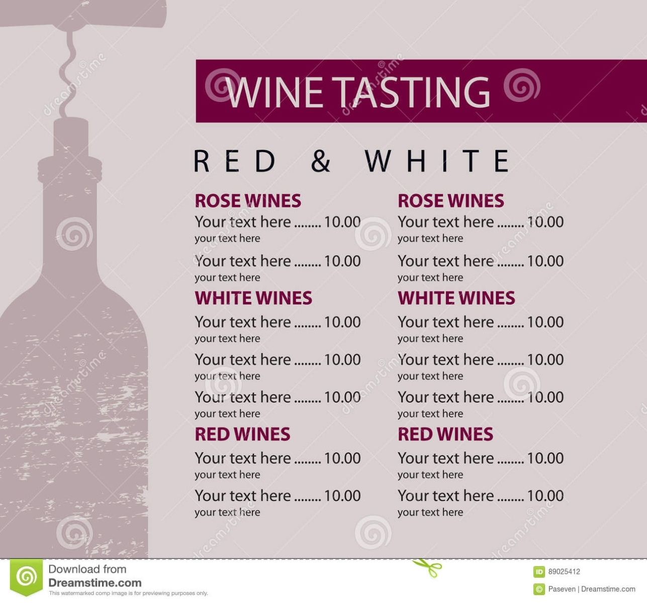 Menu For Wine Tasting Patterned Bottle Stock Vector - Illustration Of In Wine Tasting Menu Template