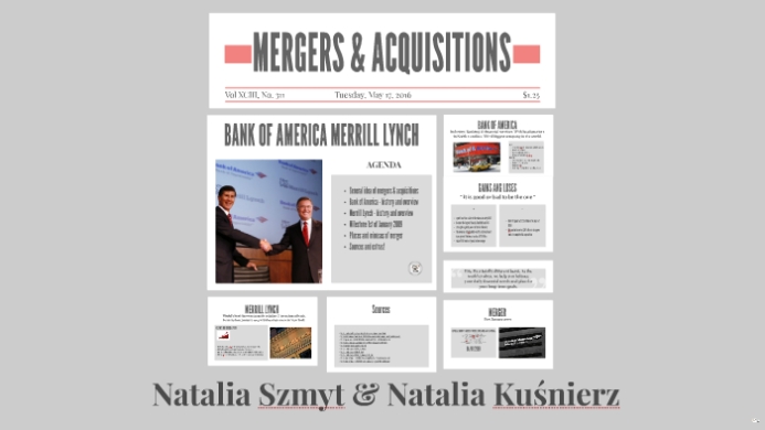 Merger Of Merrill Lynch Ang Bank Of America By Natalia Kuśnierz Intended For Merrill Lynch Business Plan Template